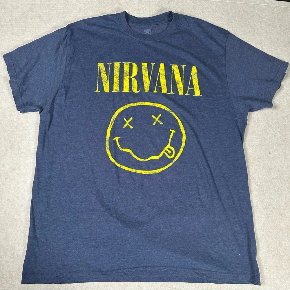 Nirvana Official Smiley Face T-Shirt | Band Logo Tee 2XL - Picture 2 of 4